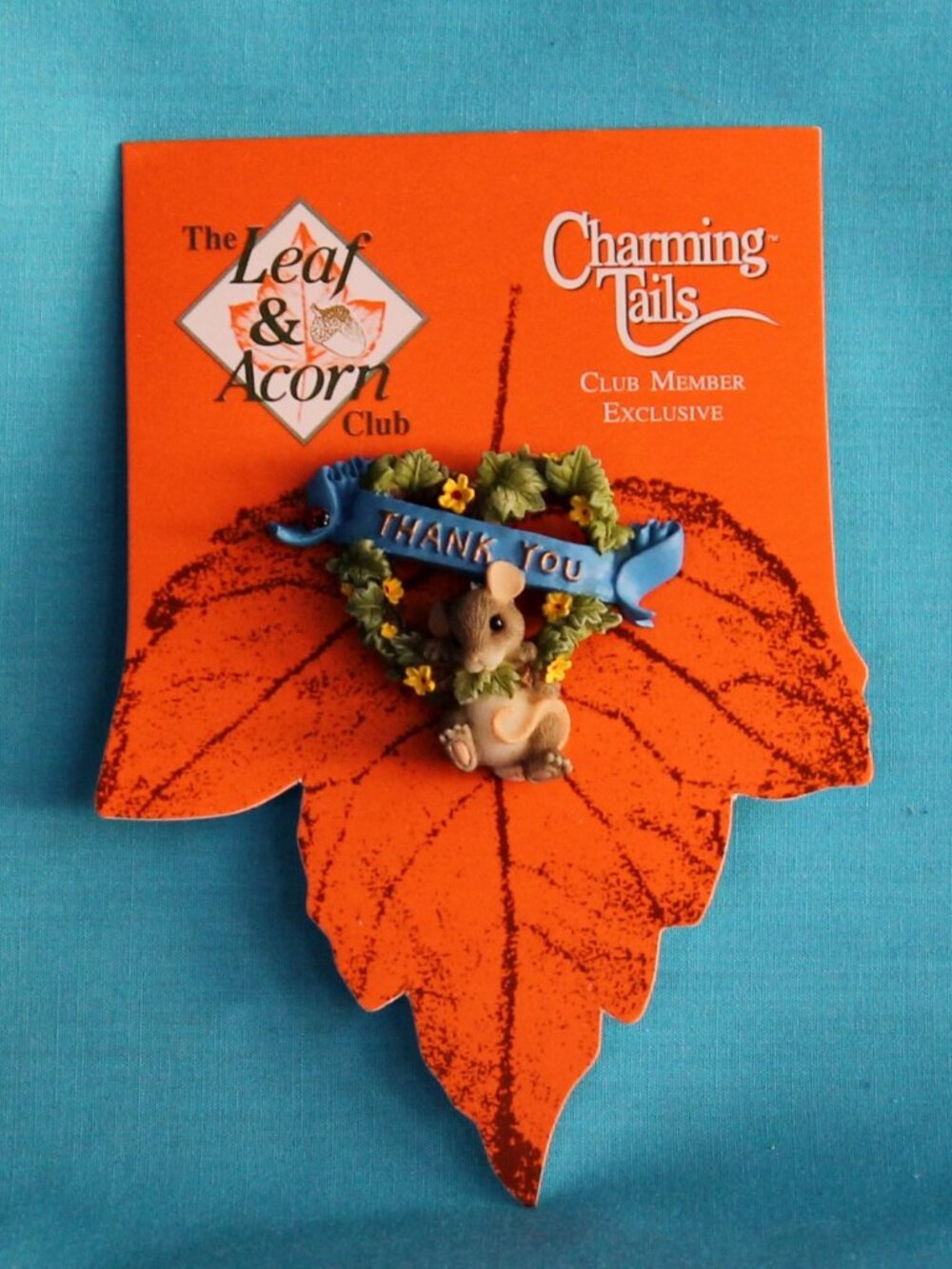Charming Tails Thank You Pin Leaf and Acorn Club Member Exclusive NOS
